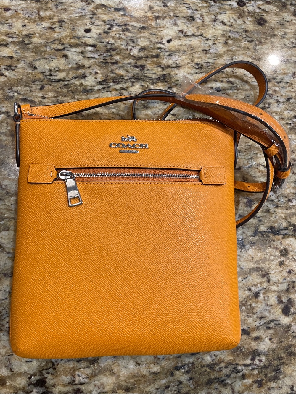 Coach Orange Pebbled Leather Messenger Crossbody